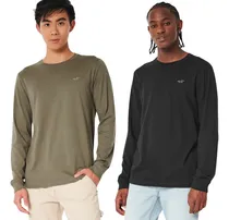 Comprar Paquete De 2 Playeras Hollister Originales Manga Larga, Logo