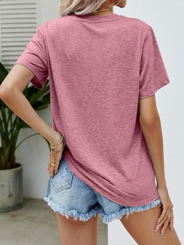 Playera Estampada De Manga Corta Con Cuello Redondo Casual D