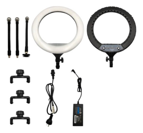 Aro Led Luz 45cm Doble Trípode Luminación Celular Control Estructura Negro