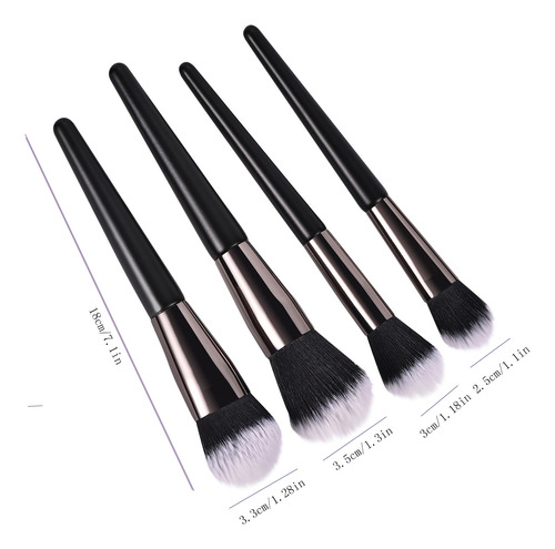 Juego De Brochas De Maquillaje O 4, Brocha Negra En Polvo, B