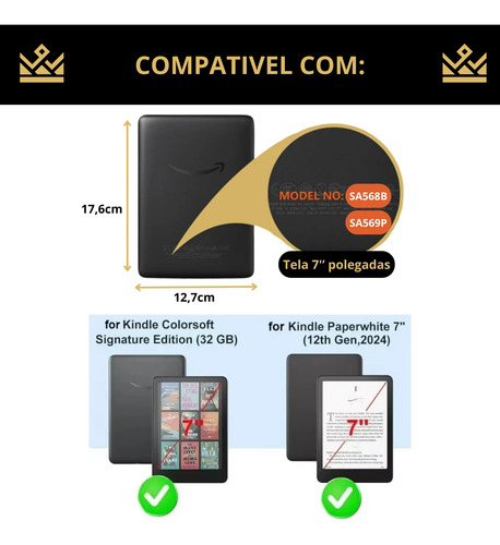 Capa Lisa Com Alça Para Paperwhite 7'' Pol 12 Geração Sa569p
