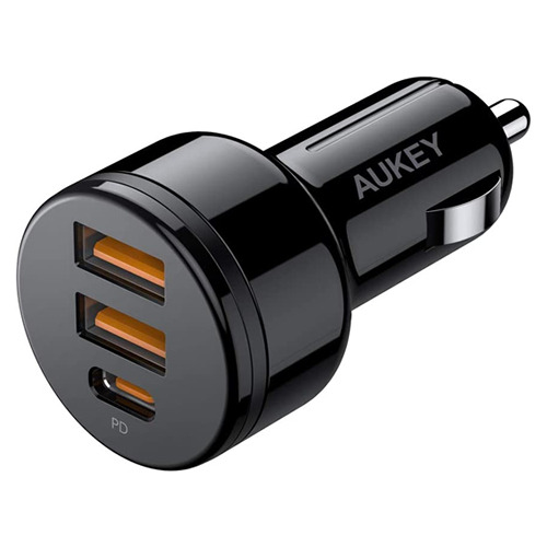 Cargador Para Auto De 36w, Puertos Usb-a Y Usb-c Negro