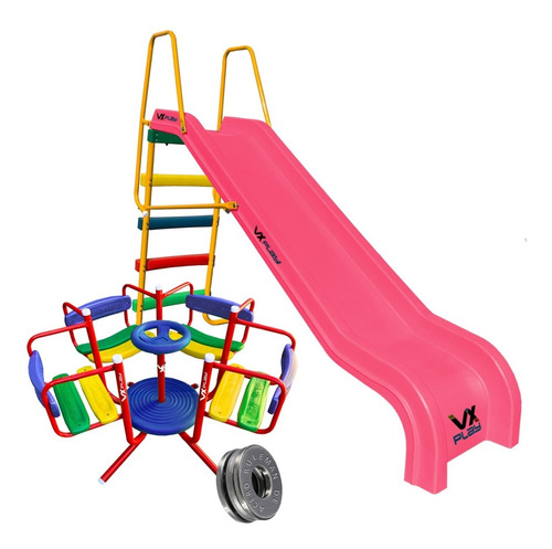 Combo Infantil Calesita + Tobogan 4 Escalones Pvc