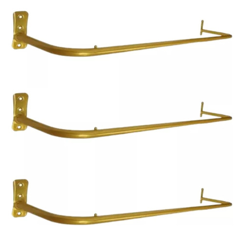 Cabideiro Gold Dourado 1,5m Fixa Arara Parede Closet Kit 4
