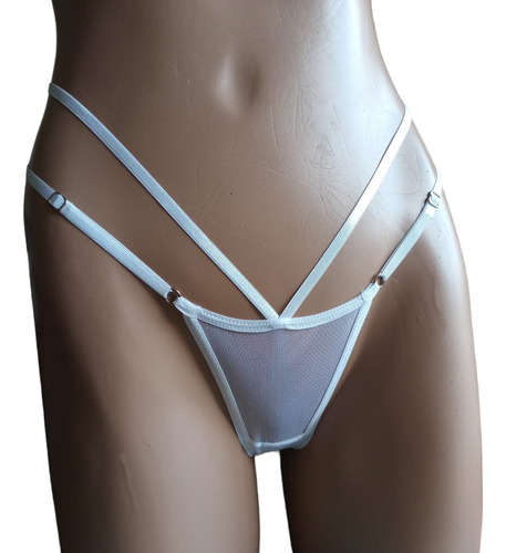 Tanga Regulable Tul Doble Tira Pasionel T046 Blanco - Fun*