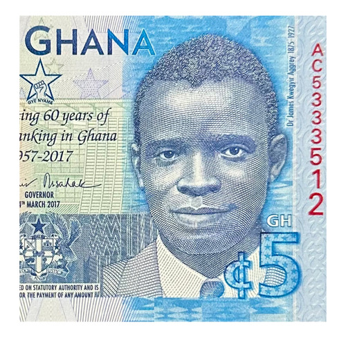 Ghana - 5 Cedis - Año 2017 - Africa - Conmemorativo B C G