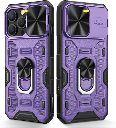 Funda Para iPhone 14 Pro Proteccion 360 Con Anillo Purpura