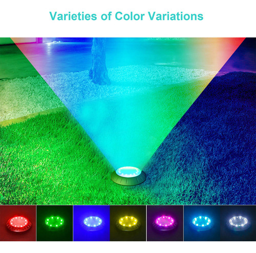 Luces De Suelo Solares E Para Exteriores Con 16 Led Multicol