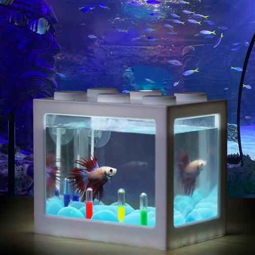 Imagen 4 de 9 de Mini Tanque De Peces Usb De Escritorio Led Acuario Kit Trans
