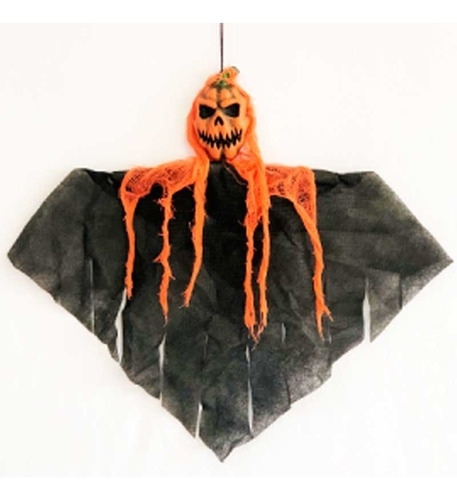 Colgante Calabaza Negro 36x42cm Decoracion Halloween