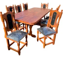 Comprar Juego De Comedor Algarrobo Mesa 2mts Con 8 Sillas Tapizadas Marrón A Elección