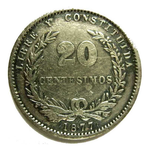 Uruguay Antigua 20 Cent De Plata Año 1877 Bien Vea Las Fotos
