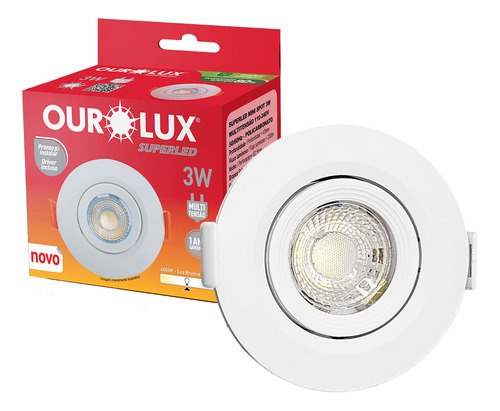 Kit 5 Peças Spot Redondo Embutir Super Led 3w Neutro