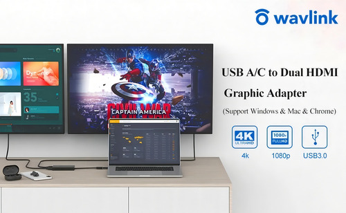 Wavlink Adaptador Displaylink Hdmi 1x2 4k 2k Para Macbook M1