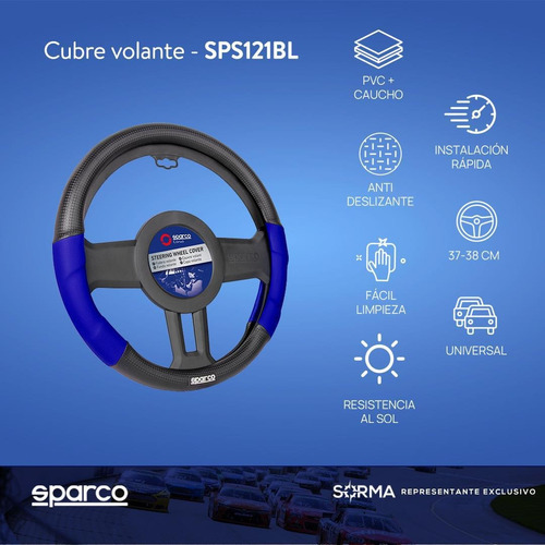 Imagen 2 de 10 de Funda Cubre Volante Universal Sparco Pvc