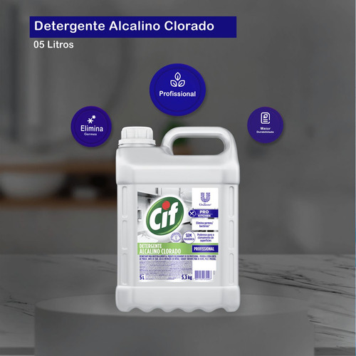 Kit 4 Detergentes Líquido Alcalino Clorado S/ Perfume 5l Cif