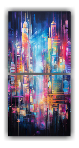 160x80cm Set 2 Lienzos De Tela Imagen Clasico Abstract Citys