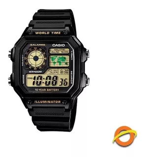 Reloj Casio Ae-1200 Sumergible Wr100 Digital Hora Mundial