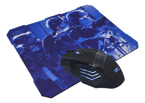 Combo Gamer Mouse + Mouse Pad Gtc Cbg-013 Pc Gaming Color Del Teclado Negro