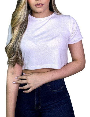 Imagem 2 de 4 de Blusa Cropped T-shirt Básico Manga Curta