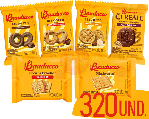 Bolacha Biscoito Em Sache Bauducco Todos Sabores 320 Pacotes
