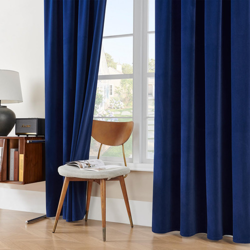 Cortinas Joydeco De Terciopelo Azul Real, 213 X 213 Cm, Opac