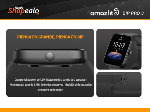 Imagen 4 de 10 de Smartwatch Reloj Inteligente Amazfit Bip 3 Pro Negro Gps .*