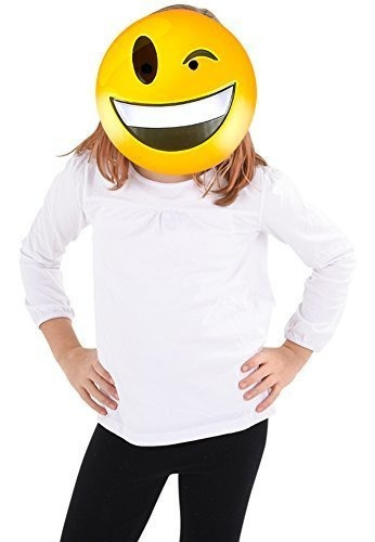 Máscara De Emoji Amarillo Con Guiño Y Risa