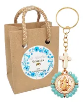 Comprar 12 Recuerdos Llavero Bautizo Comunion Niño San Benito Azul