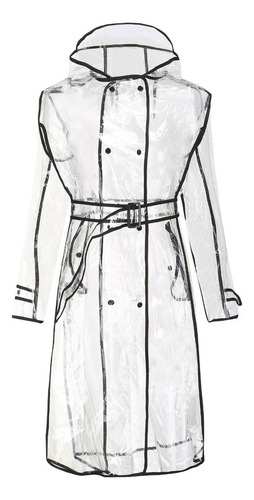 Impermeable Transparente Moda Eva Con Capucha Con Cinturón