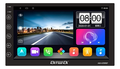 Radio Auto 2 Din Android Touch Hd De 7'' Aiwa Aw-a789bt Color Negro