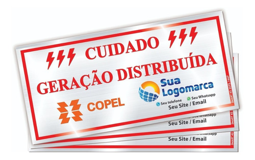 Placa Cuidado Geração Distribuida Copel - Com Logo - Kit 40