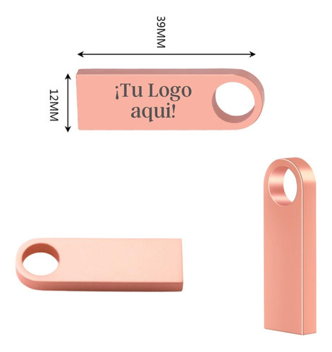 Pendrive De Metal Rosado 32gb Con Logo - Material Pop