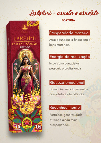 Kit Incenso Deuses Hindus 100% Natural Sem Carvão 60 Varetas
