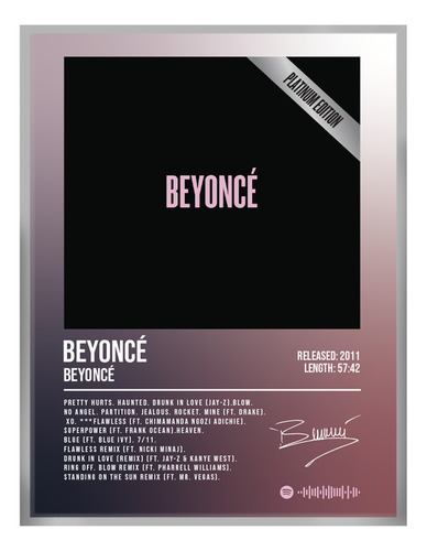 Poster Beyonce Album Beyoncé Music Firma 80x60