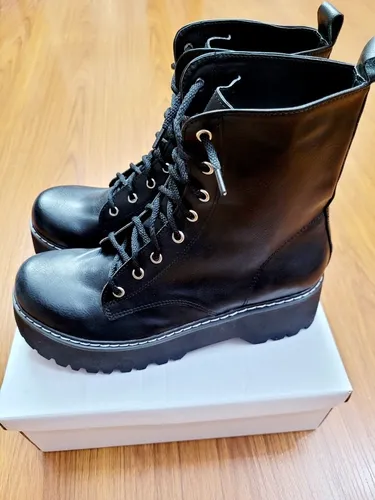 Botas Borcegos Acordonados Mujer Eco Cuero Tendencia Nuevos