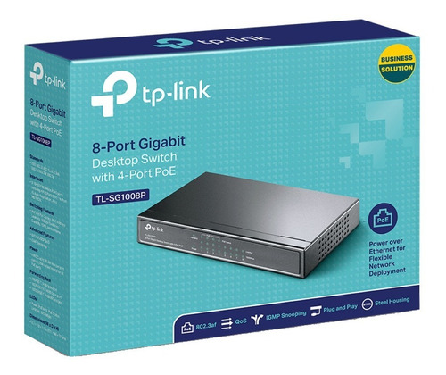 Imagen 3 de 3 de Switch De Escritorio 8 Puertos Gigabit 4p Poe Tl Sg1008p