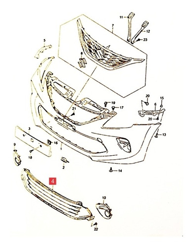 Rejilla Central Parachoq Del Original Suzuki Baleno 20- Glx