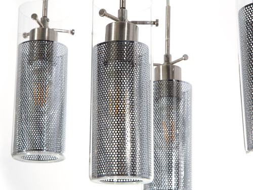 Lámpara Colgante Plateada E27 60w 6 Luces Estructura Gris