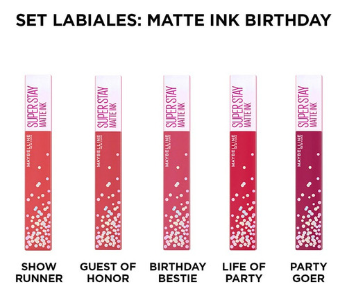 Set De Maquillaje Maybelline: Labiales Birthday X5