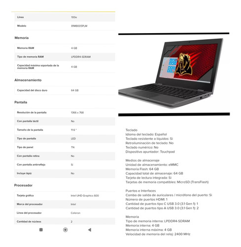 Laptop Lenovo  81m8005-plm