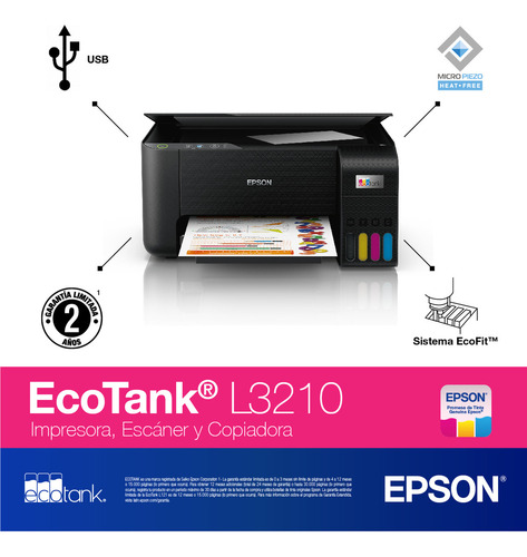 Impresora Multifunción A Color Epson Ecotank L3210 127v