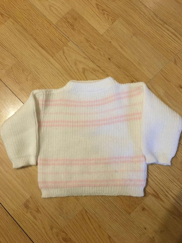 Pullover Suéter Rayado Blanco Y Rosa Para Bebé