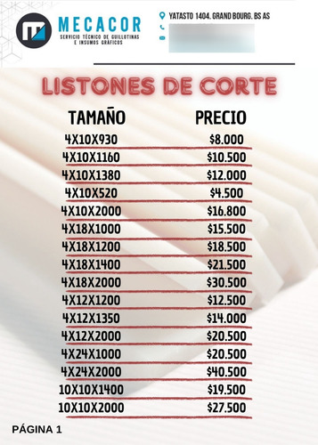 Listón Palo Varilla Para Guillotina - Medida 10x4x930mm