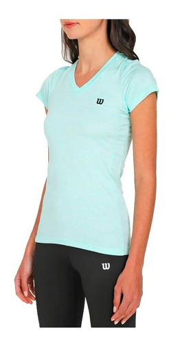 Camiseta Cuello V Wilson Deslavada 71592 Mujer Gym Fitness