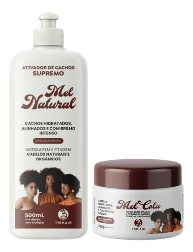 Kit Ativador Mel Natural + Mel Cola 250g Modelagem Trihair