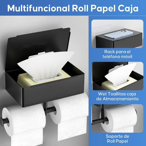 Porta Rollos Papel De Baño Para 2 Rollos Con Almacenamiento