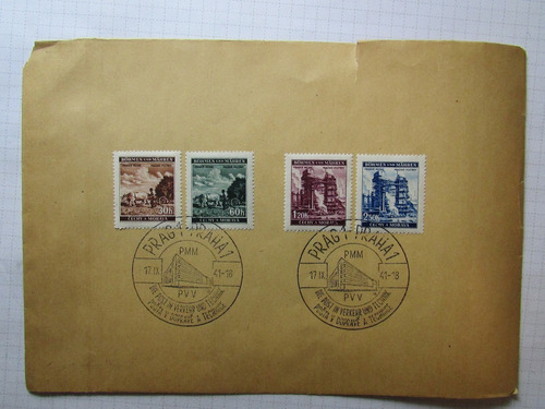 Ww2 Bohemia Moravia 1941 Fdc Industria Ocupación Alemán H1