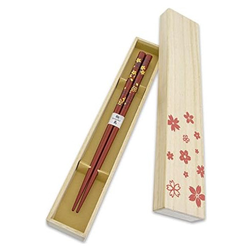 Japanese Natural Lacquered Wooden Chopsticks Sakura Col...
