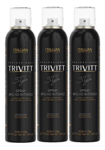 Kit 3 Brilho Intenso Trivitt Profissional 200 Ml 